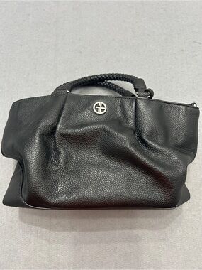 Women’s Giani Bernini Black Pebbled Leather Shoulder Bag Slouchy Tote